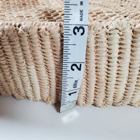 Poolside Women’s Tote Large Beige Raffia Leather Heart Shoulder Crossbody Bag - Picture 6 of 8